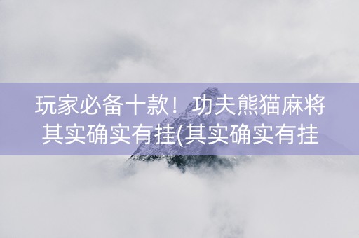 玩家必备十款！功夫熊猫麻将其实确实有挂(其实确实有挂)