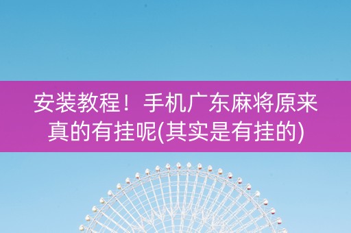 安装教程！手机广东麻将原来真的有挂呢(其实是有挂的)
