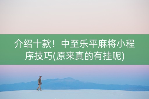 介绍十款！中至乐平麻将小程序技巧(原来真的有挂呢)
