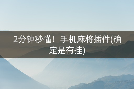 2分钟秒懂！手机麻将插件(确定是有挂)