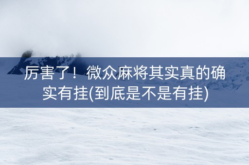 厉害了！微众麻将其实真的确实有挂(到底是不是有挂)