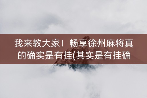 我来教大家！畅享徐州麻将真的确实是有挂(其实是有挂确实有挂)