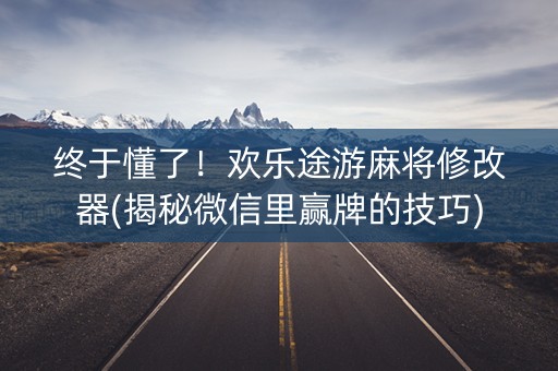 终于懂了！欢乐途游麻将修改器(揭秘微信里赢牌的技巧)