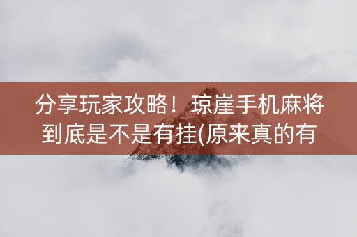 分享玩家攻略！琼崖手机麻将到底是不是有挂(原来真的有挂)