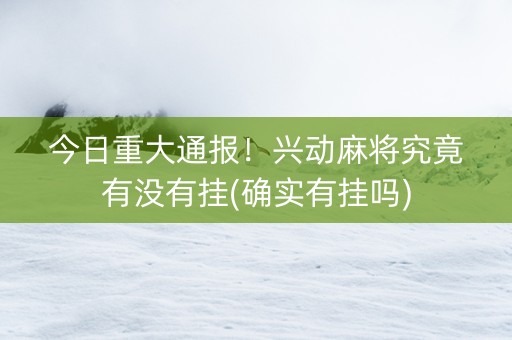 今日重大通报！兴动麻将究竟有没有挂(确实有挂吗)