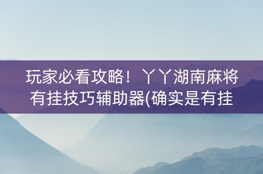 玩家必看攻略！丫丫湖南麻将有挂技巧辅助器(确实是有挂的)