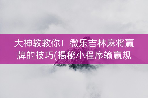 大神教教你！微乐吉林麻将赢牌的技巧(揭秘小程序输赢规律)