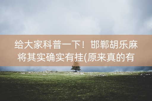 给大家科普一下！邯郸胡乐麻将其实确实有挂(原来真的有挂)