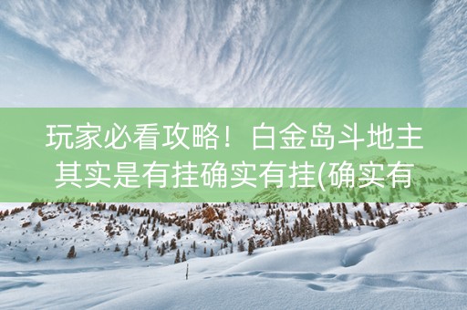 玩家必看攻略！白金岛斗地主其实是有挂确实有挂(确实有挂吗)