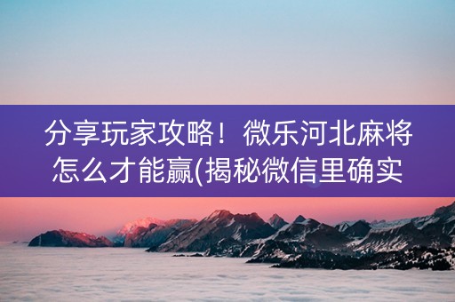 分享玩家攻略！微乐河北麻将怎么才能赢(揭秘微信里确实有猫腻)