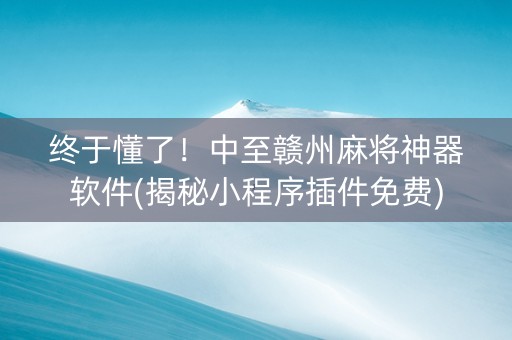 终于懂了！中至赣州麻将神器软件(揭秘小程序插件免费)