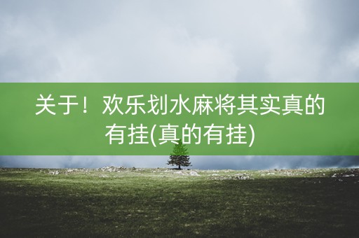 关于！欢乐划水麻将其实真的有挂(真的有挂)