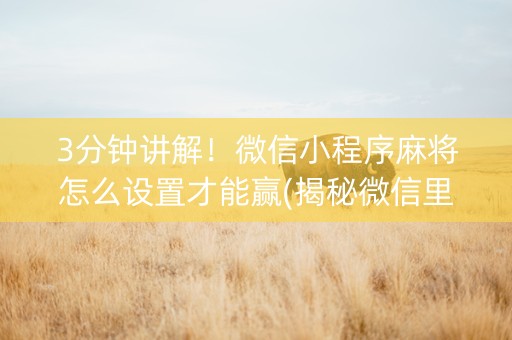 3分钟讲解！微信小程序麻将怎么设置才能赢(揭秘微信里插件免费)