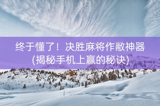 终于懂了！决胜麻将作敝神器(揭秘手机上赢的秘诀)