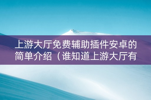 上游大厅免费辅助插件安卓的简单介绍（谁知道上游大厅有没有挂）