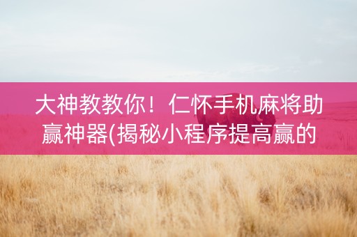 大神教教你！仁怀手机麻将助赢神器(揭秘小程序提高赢的概率)