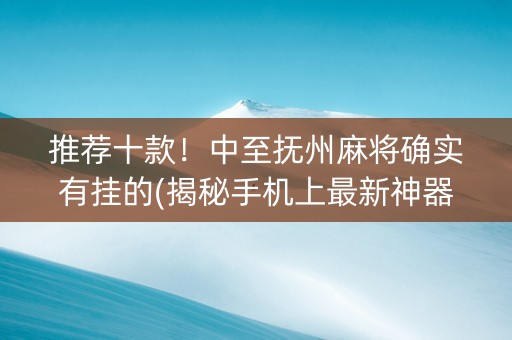 推荐十款！中至抚州麻将确实有挂的(揭秘手机上最新神器下载)