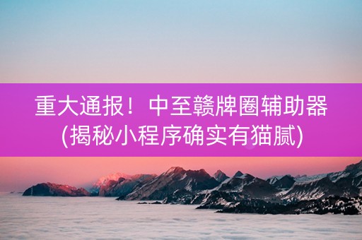 重大通报！中至赣牌圈辅助器(揭秘小程序确实有猫腻)