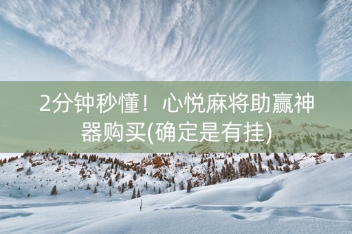 2分钟秒懂！心悦麻将助赢神器购买(确定是有挂)