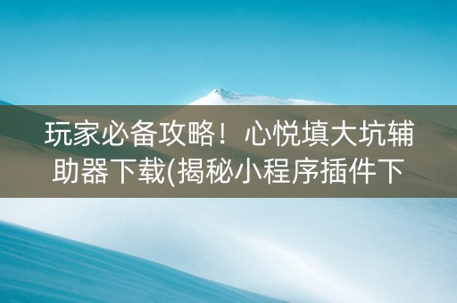 玩家必备攻略！心悦填大坑辅助器下载(揭秘小程序插件下载)