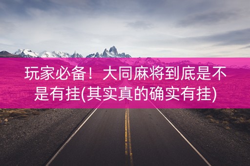 玩家必备！大同麻将到底是不是有挂(其实真的确实有挂)