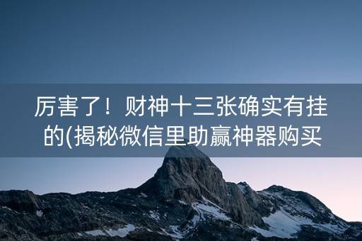 厉害了！财神十三张确实有挂的(揭秘微信里助赢神器购买)