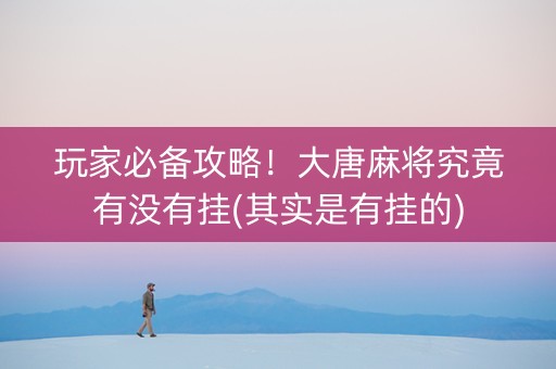 玩家必备攻略！大唐麻将究竟有没有挂(其实是有挂的)