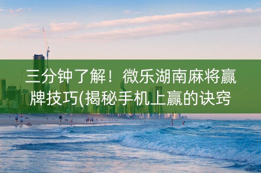 三分钟了解！微乐湖南麻将赢牌技巧(揭秘手机上赢的诀窍)