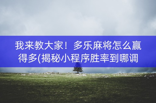 我来教大家！多乐麻将怎么赢得多(揭秘小程序胜率到哪调)