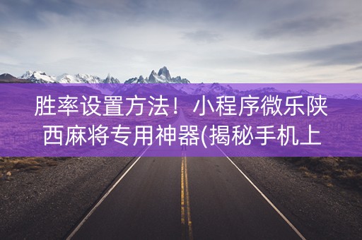 胜率设置方法！小程序微乐陕西麻将专用神器(揭秘手机上胜率到哪调)