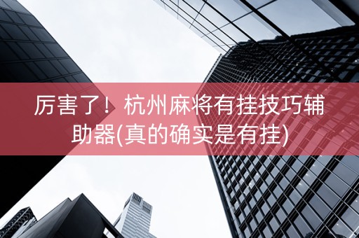 厉害了！杭州麻将有挂技巧辅助器(真的确实是有挂)
