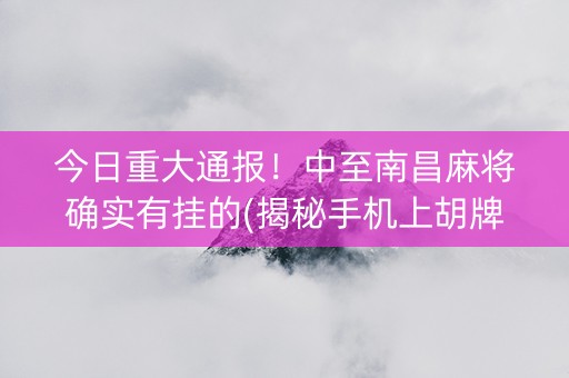今日重大通报！中至南昌麻将确实有挂的(揭秘手机上胡牌技巧)