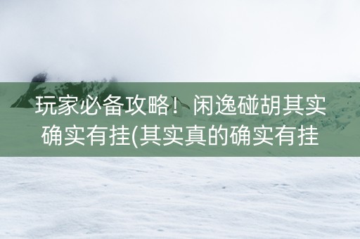 玩家必备攻略！闲逸碰胡其实确实有挂(其实真的确实有挂)