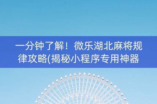 一分钟了解！微乐湖北麻将规律攻略(揭秘小程序专用神器)