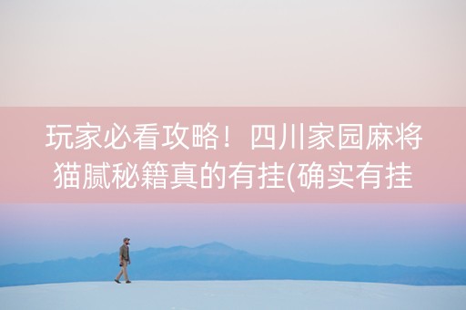 玩家必看攻略！四川家园麻将猫腻秘籍真的有挂(确实有挂)