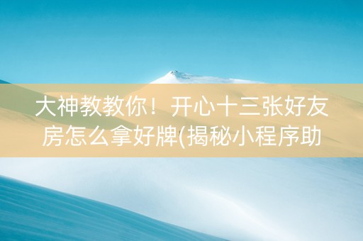 大神教教你！开心十三张好友房怎么拿好牌(揭秘小程序助赢神器购买)