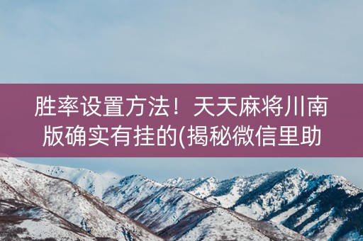 胜率设置方法！天天麻将川南版确实有挂的(揭秘微信里助攻神器)