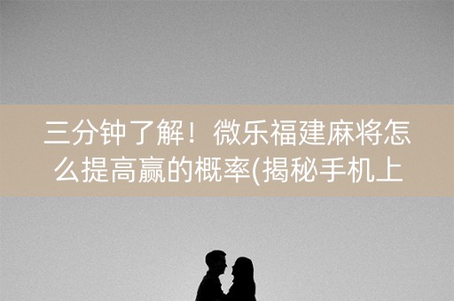 三分钟了解！微乐福建麻将怎么提高赢的概率(揭秘手机上攻略插件)