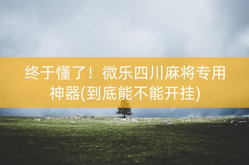 终于懂了！微乐四川麻将专用神器(到底能不能开挂)