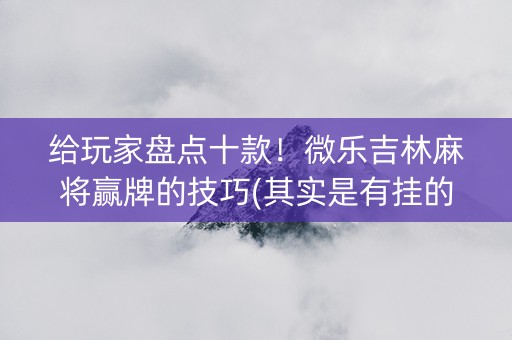 给玩家盘点十款！微乐吉林麻将赢牌的技巧(其实是有挂的)