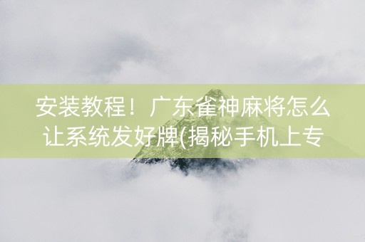 安装教程！广东雀神麻将怎么让系统发好牌(揭秘手机上专用神器)