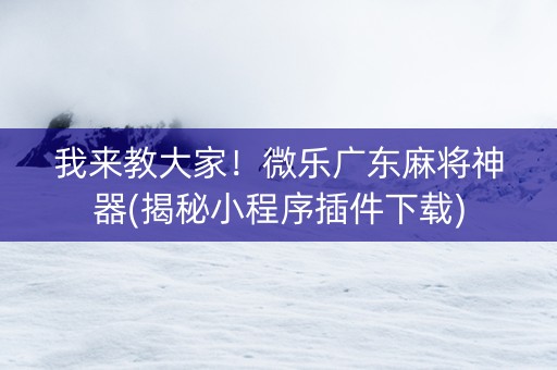 我来教大家！微乐广东麻将神器(揭秘小程序插件下载)