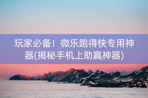 玩家必备！微乐跑得快专用神器(揭秘手机上助赢神器)