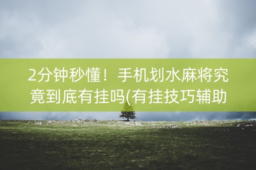 2分钟秒懂！手机划水麻将究竟到底有挂吗(有挂技巧辅助器)