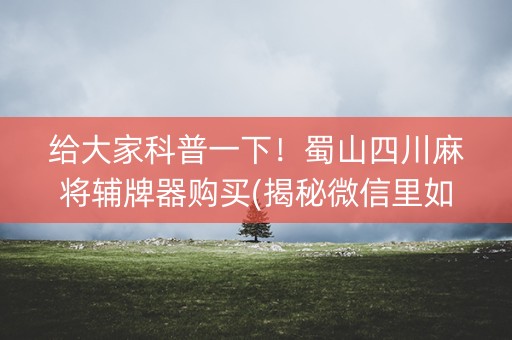 给大家科普一下！蜀山四川麻将辅牌器购买(揭秘微信里如何让牌变好)