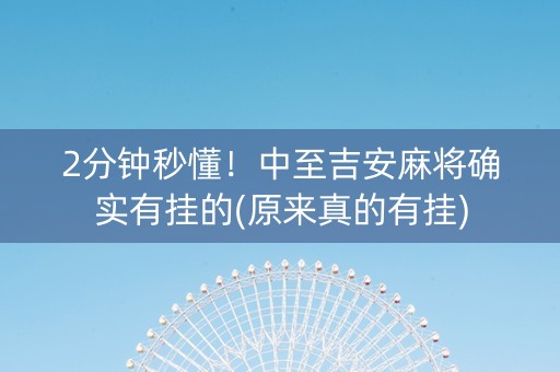2分钟秒懂！中至吉安麻将确实有挂的(原来真的有挂)
