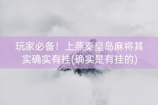 玩家必备！上燕秦皇岛麻将其实确实有挂(确实是有挂的)