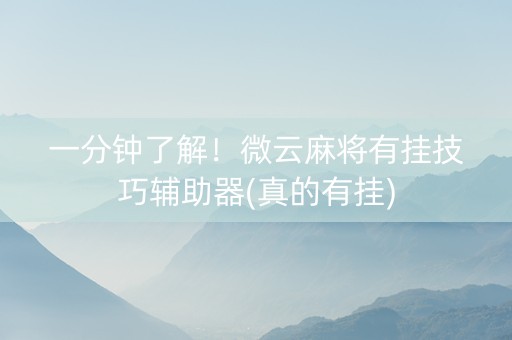 一分钟了解！微云麻将有挂技巧辅助器(真的有挂)