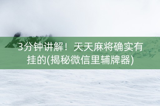 3分钟讲解！天天麻将确实有挂的(揭秘微信里辅牌器)