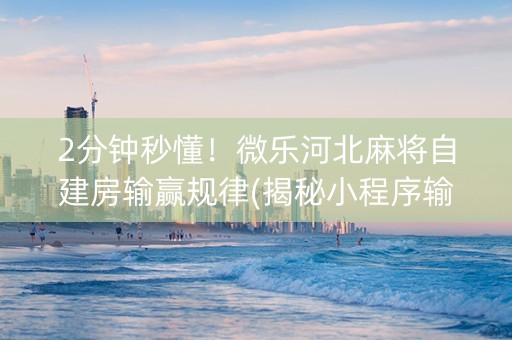 2分钟秒懂！微乐河北麻将自建房输赢规律(揭秘小程序输赢规律)